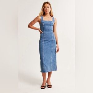 Abercrombie & Fitch Denim Column Midi Dress